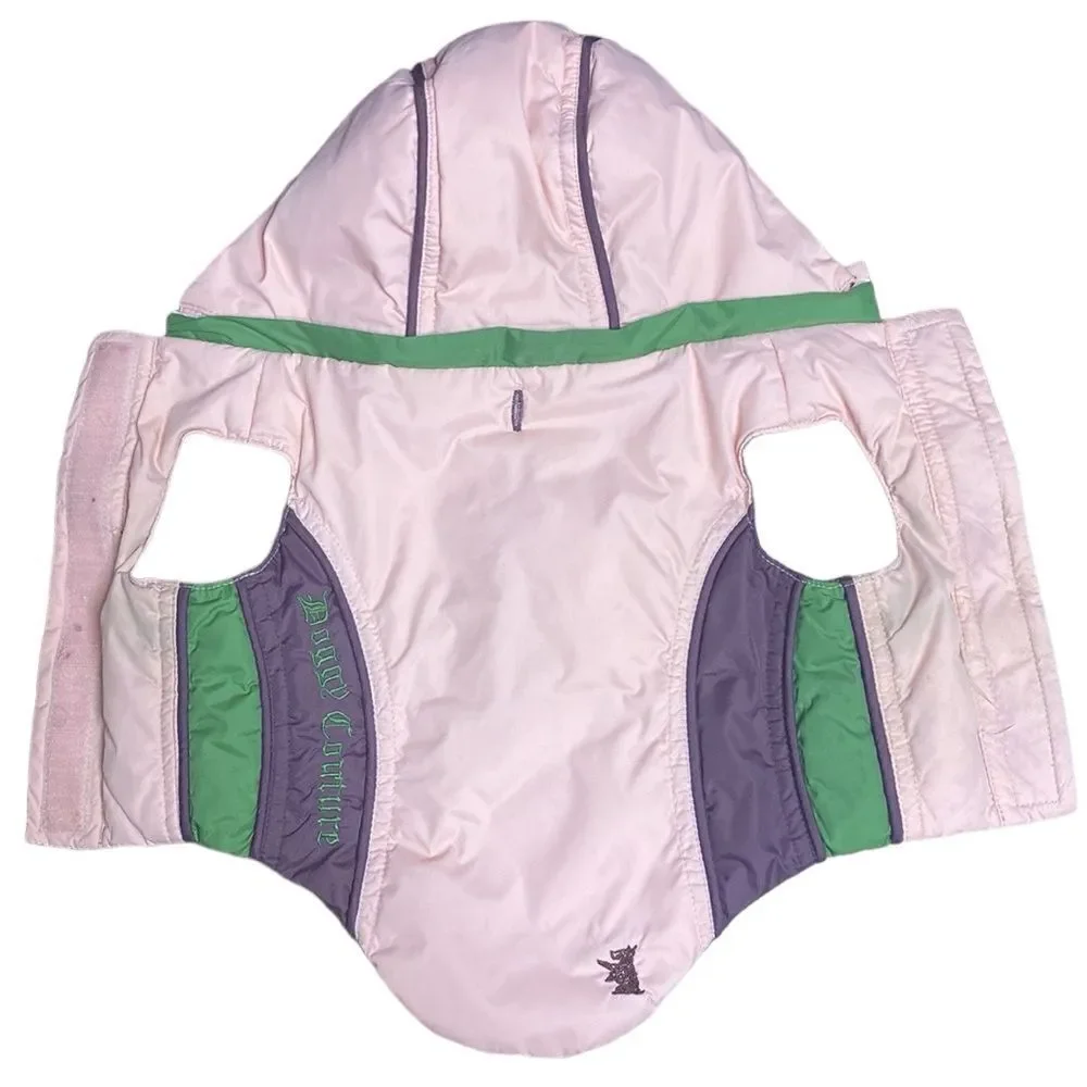 JUICY COUTURE Vintage Down Filled Dog Vest Reversible with Hood